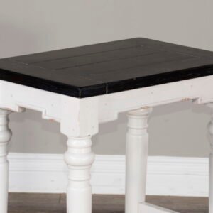 Carriage House - Stool Wih Wood Seat - White / Dark Brown - Image 4